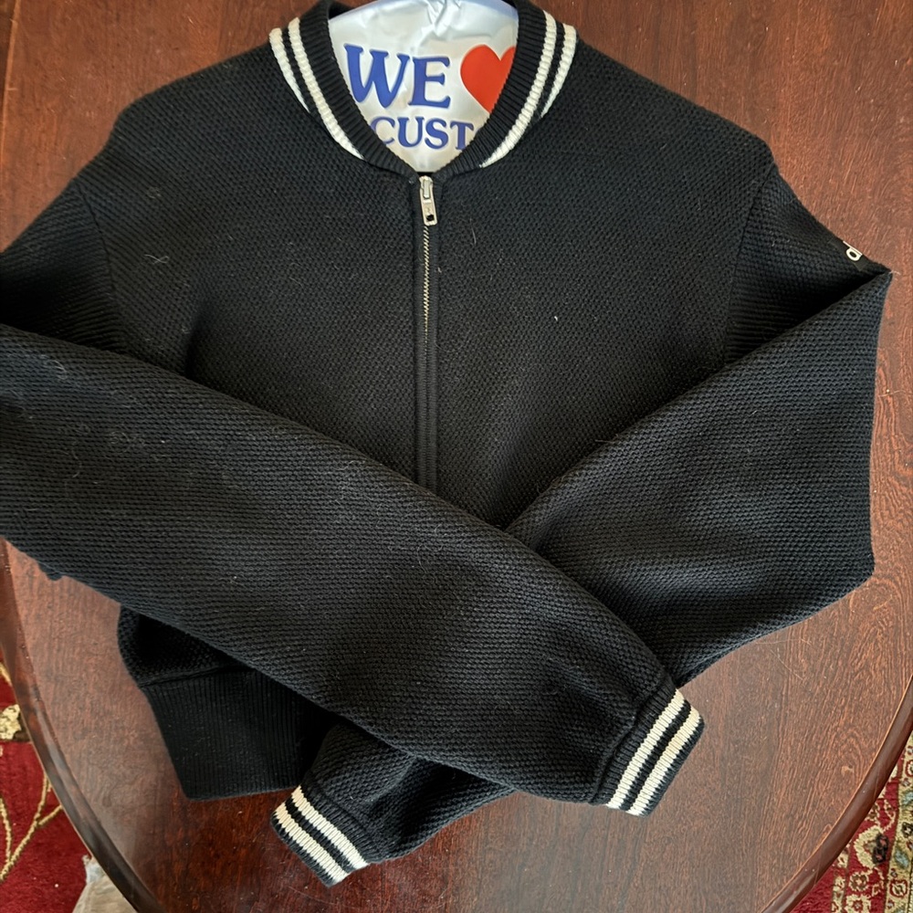 Alo Yoga zip up Sweater with Striped Collar